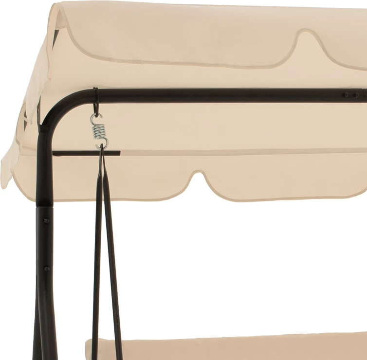 Luhatëse kopshti metalike, ngjyrë e zezë, pëlhurë bezhë, 170x110x153cm