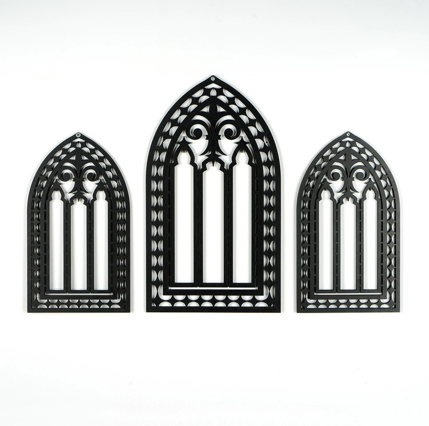 Aksesor dekorativ prej druri për mur, Wallity, CRY021, set prej 3 copash, ngjyrë e zezë