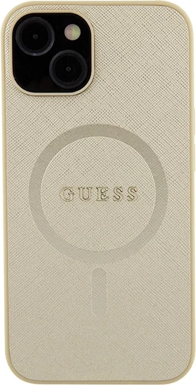 Mbështjellës Guess GUHMP15MPSAHMCB për iPhone 15 Plus 6.7", Saffiano MagSafe, ari