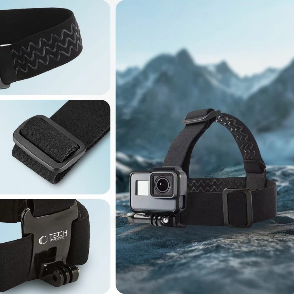 Mbajtës koke Tech-Protect GA100 për GoPro/DJI, i zi