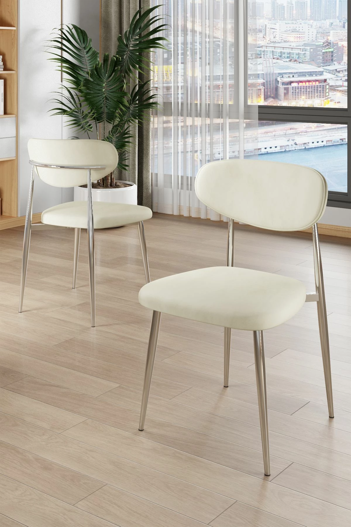 Set karrigash (6 copë), Skye Decor, ngjyrë krem, krom