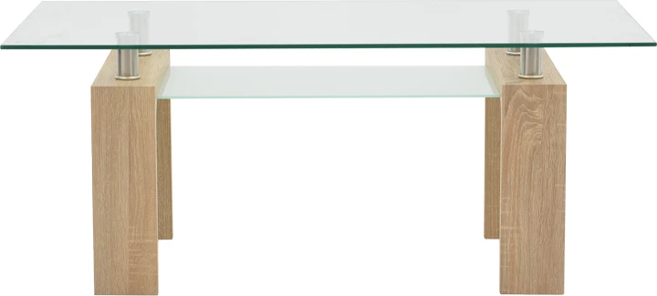 Tavolinë kafeje Vrocho dru-xham natyral 110x60x45cm