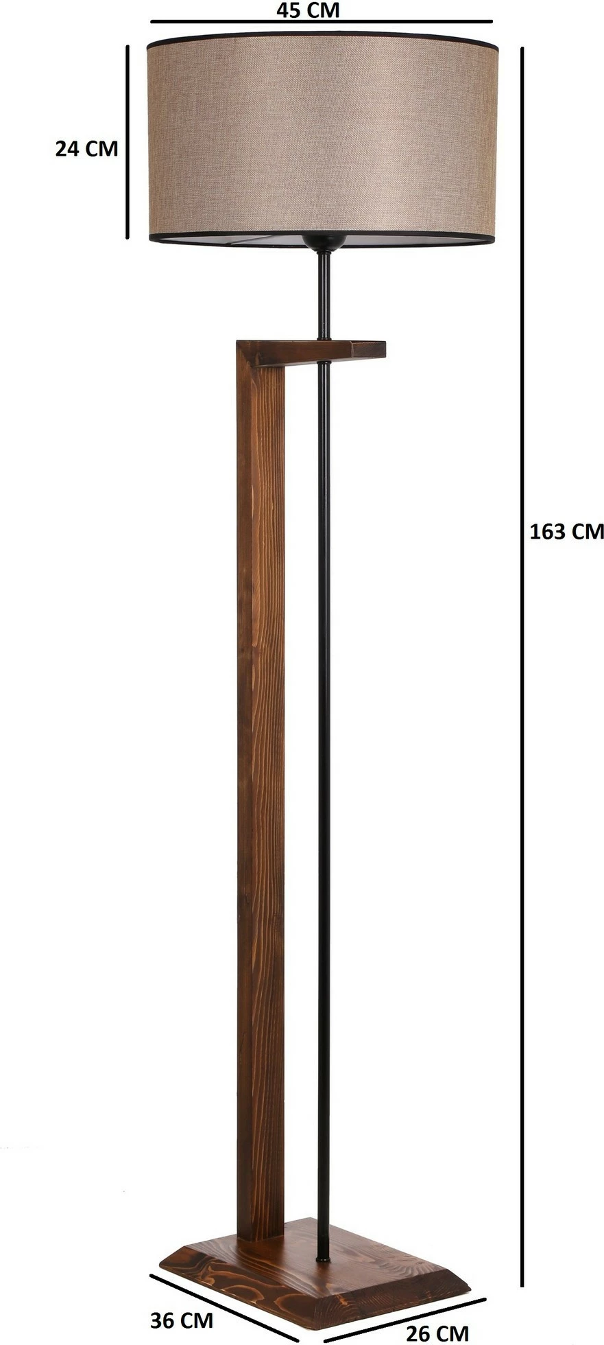 Llambë dyshemeje Opviq, dru arre, abazhuri cilindrik, Menekşe