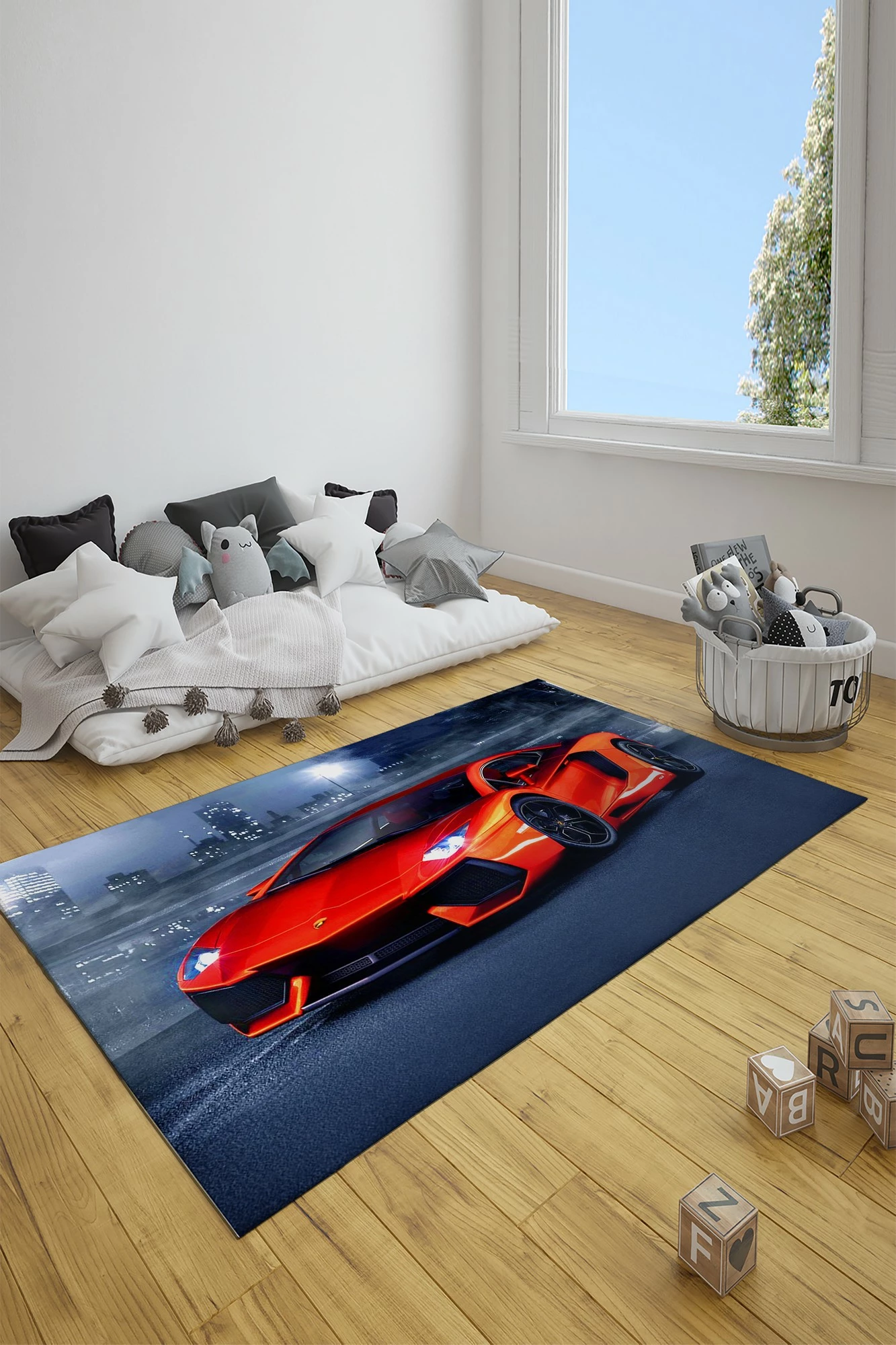 Qilim me makinë sportive, shumëngjyrësh, 180x280cm, CT-3155