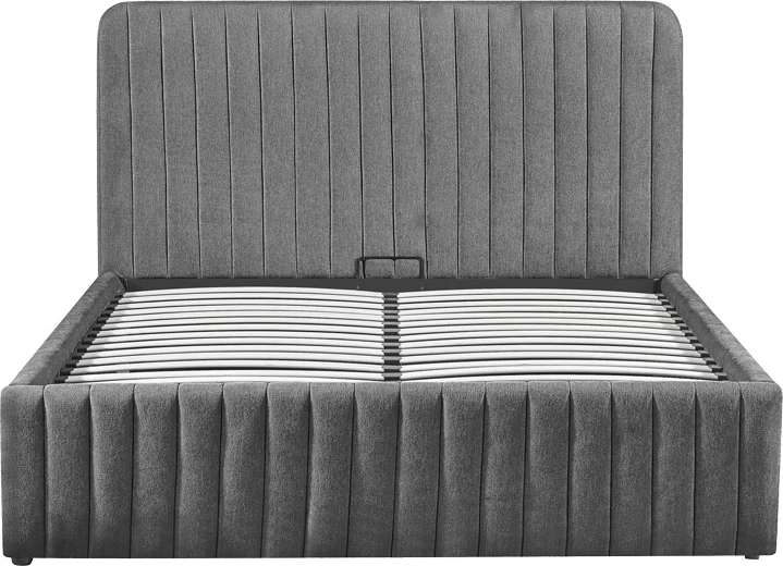 Krevat dopio Zilin, material stof, ngjyrë gri e errët, me hapësirë për depo, 160x200cm