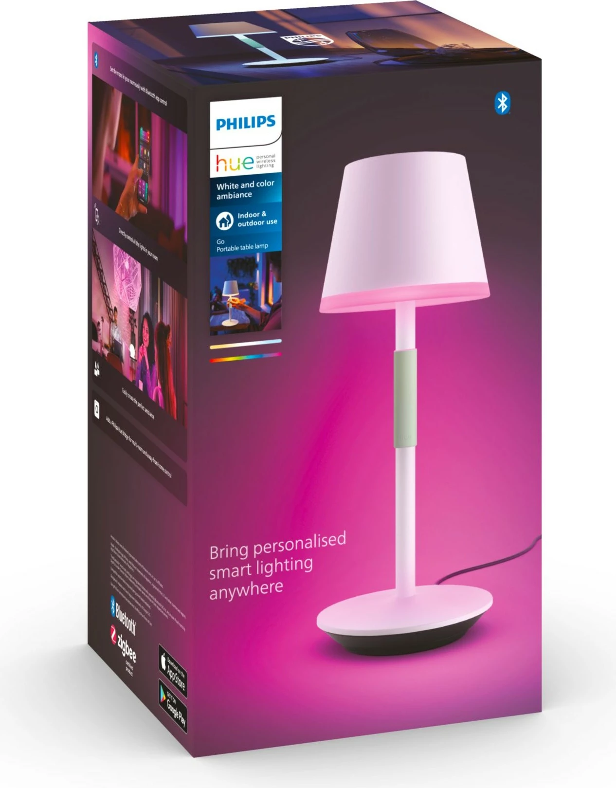 Llambë tavoline Philips Hue Go, LED, Bluetooth, e bardhë