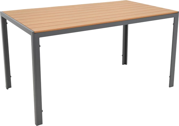 Tavolinë me karrige Nares-Azelie C set prej 5 copash alumini dhe tekstileni me dru natyral 140x80x72.5cm