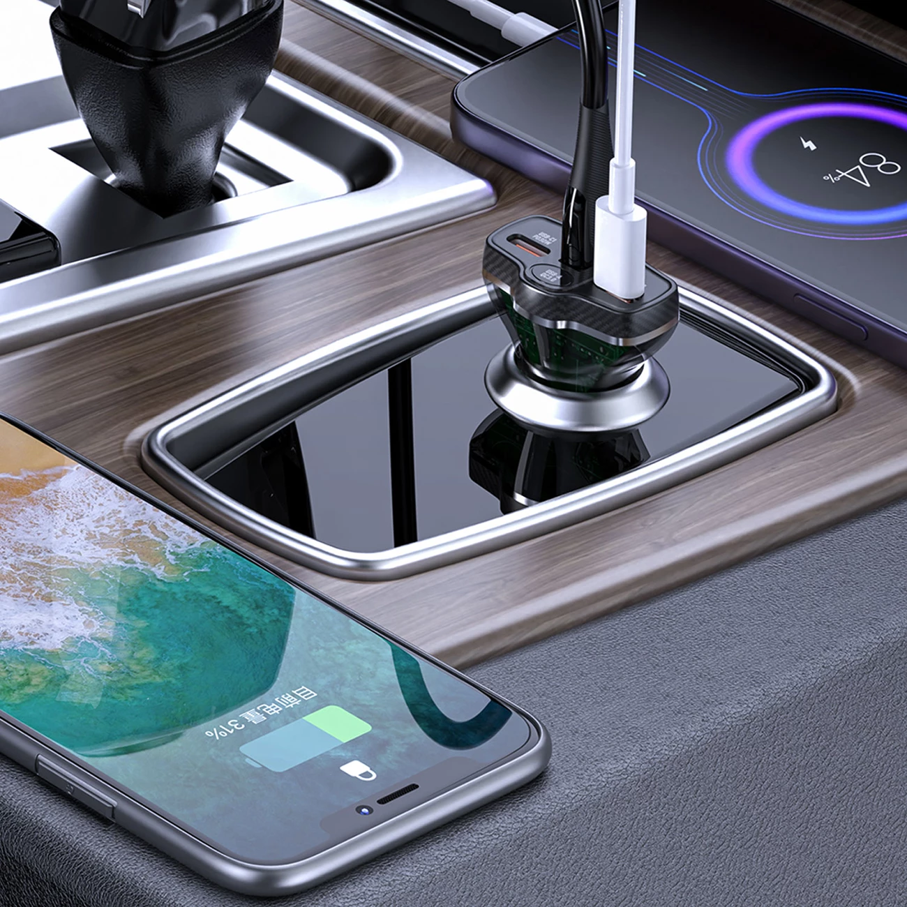 Karikues veture Dudao R78, 78W, 2xUSB-A QC, USB-C PD, i zi