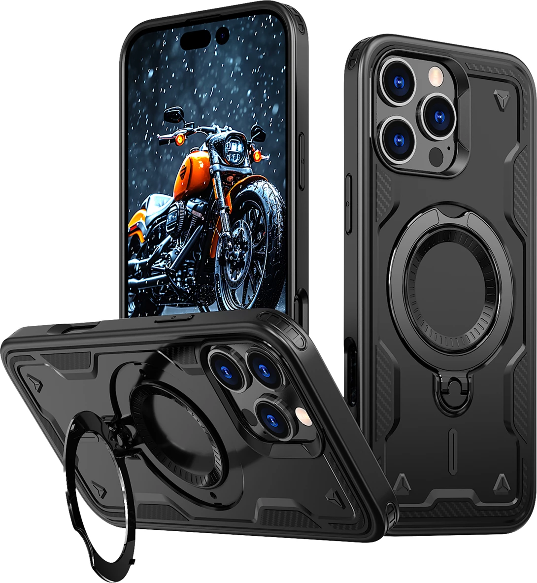 Mbështjellës Hurtel Hybrid Armor Trendy me MagSafe për iPhone 16 Pro, i zi