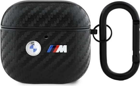 Mbështjellës BMW Carbon Double Metal Logo për AirPods 4, i zi