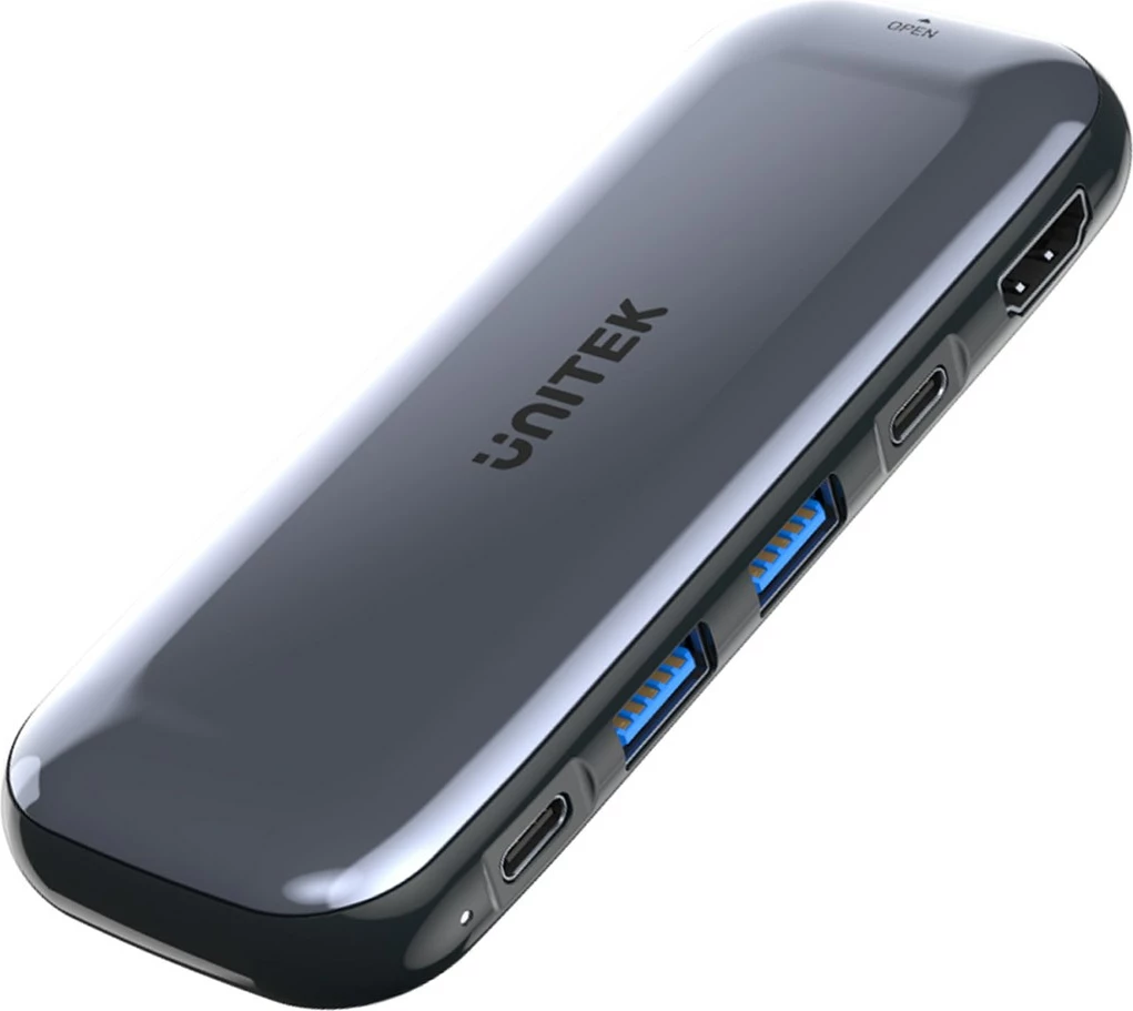 HUB USB-C UNITEK me ruajtje M.2, HDMI, USB-C PD 100W, D1046A, Gri