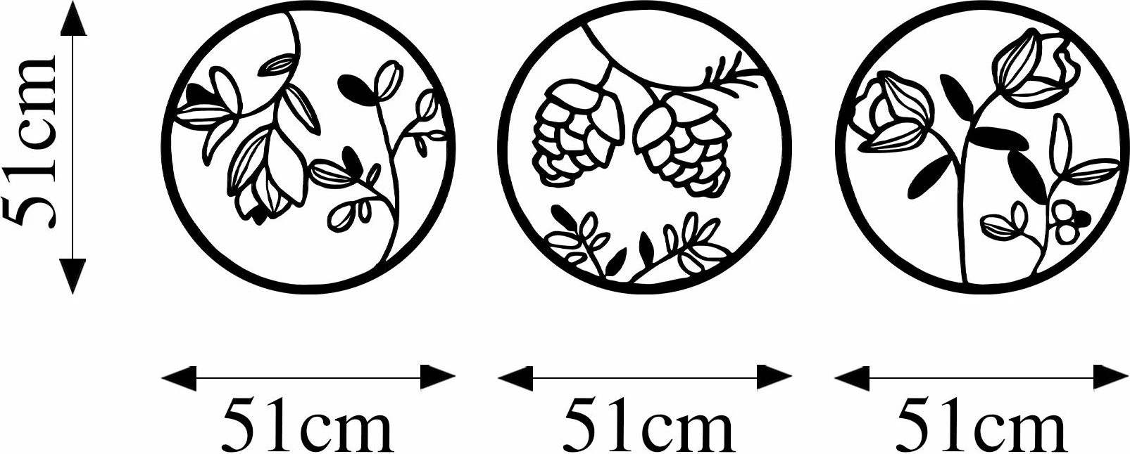 Aksesor dekorativ metalik për mur, Wallity, lule, 306 M