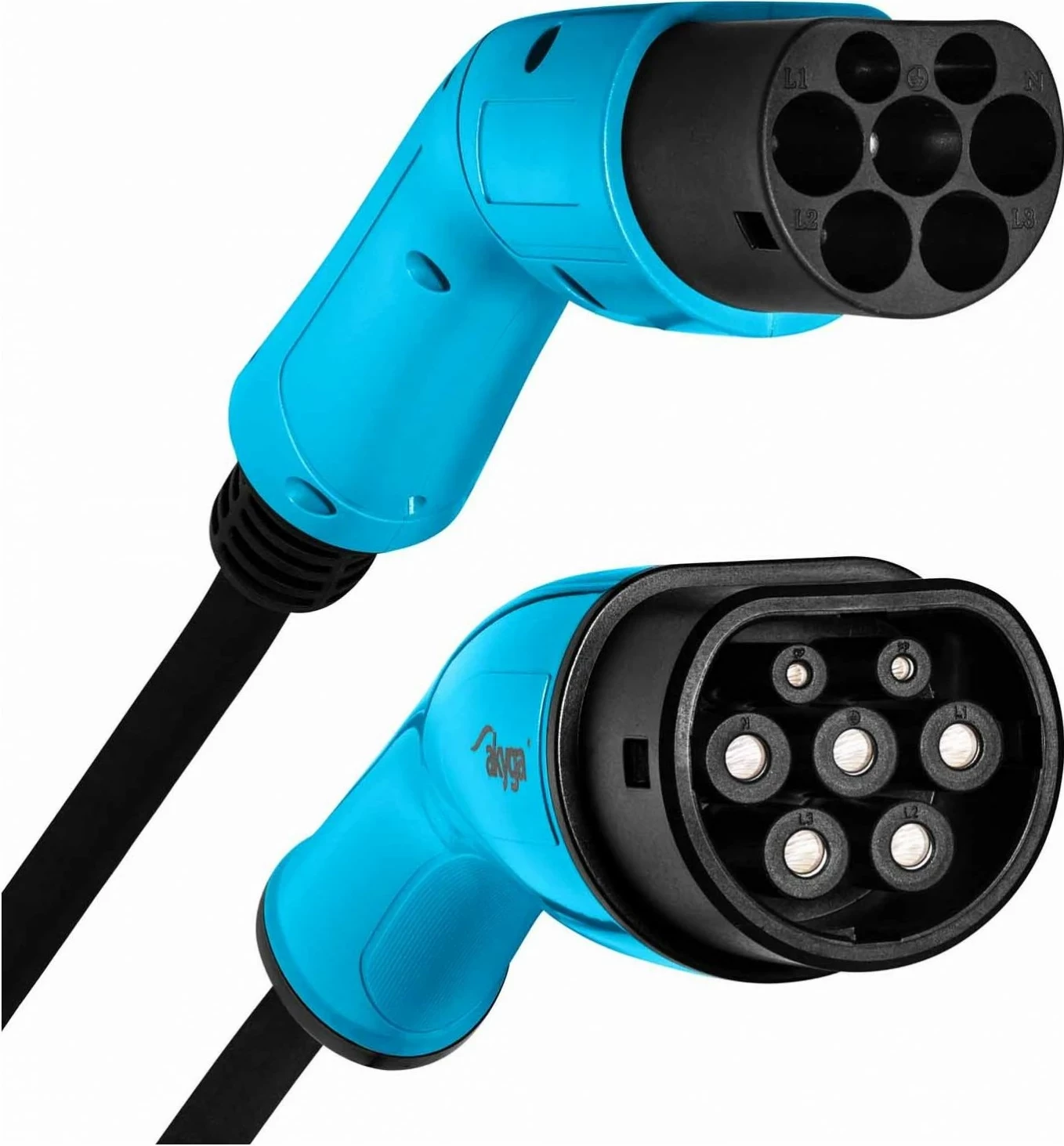 Kabëll karikimi Akyga AK-EC-16, Type2 / Type2, 3-fazë, 32A, 22kW, 6m, zi-kaltër