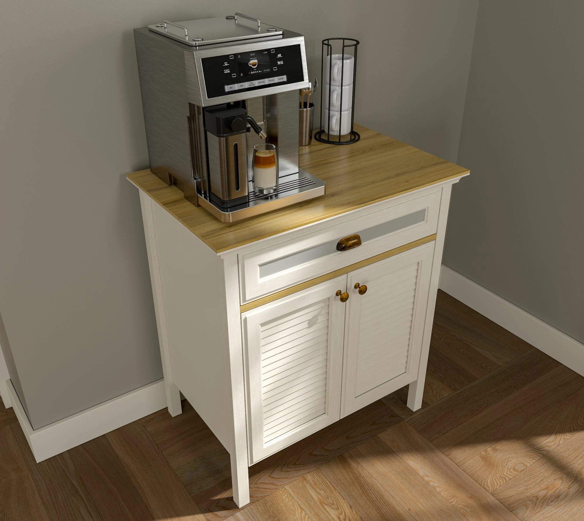 Kabinë për kafe, Skye Decor, FRN-21035, krem, lis, gri