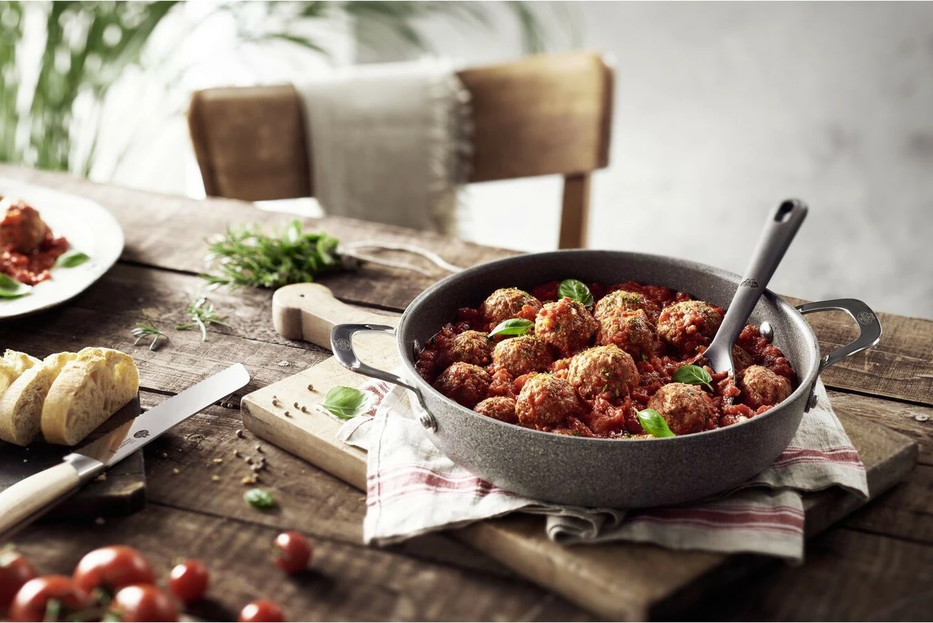 Tigan Ballarini SALINA 24cm, kapak xhami, alumini, gri