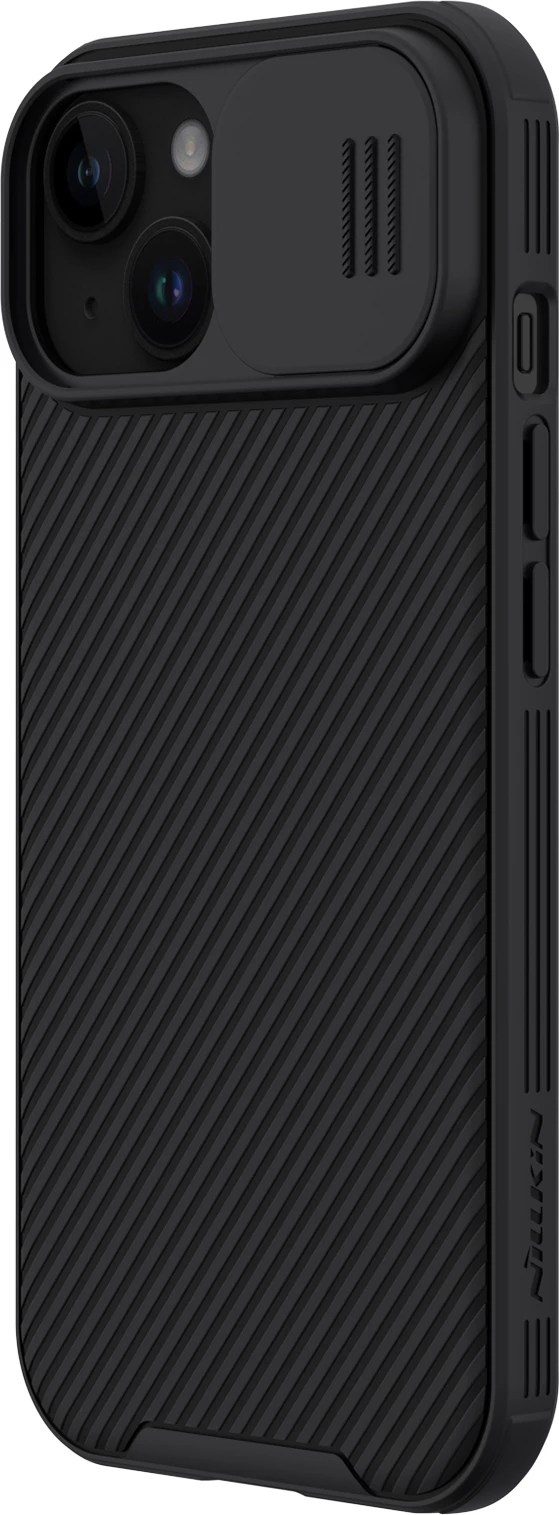 Mbështjellës Nillkin CamShield Pro Magnetic për iPhone 15 Plus, me kapak kamere, i zi