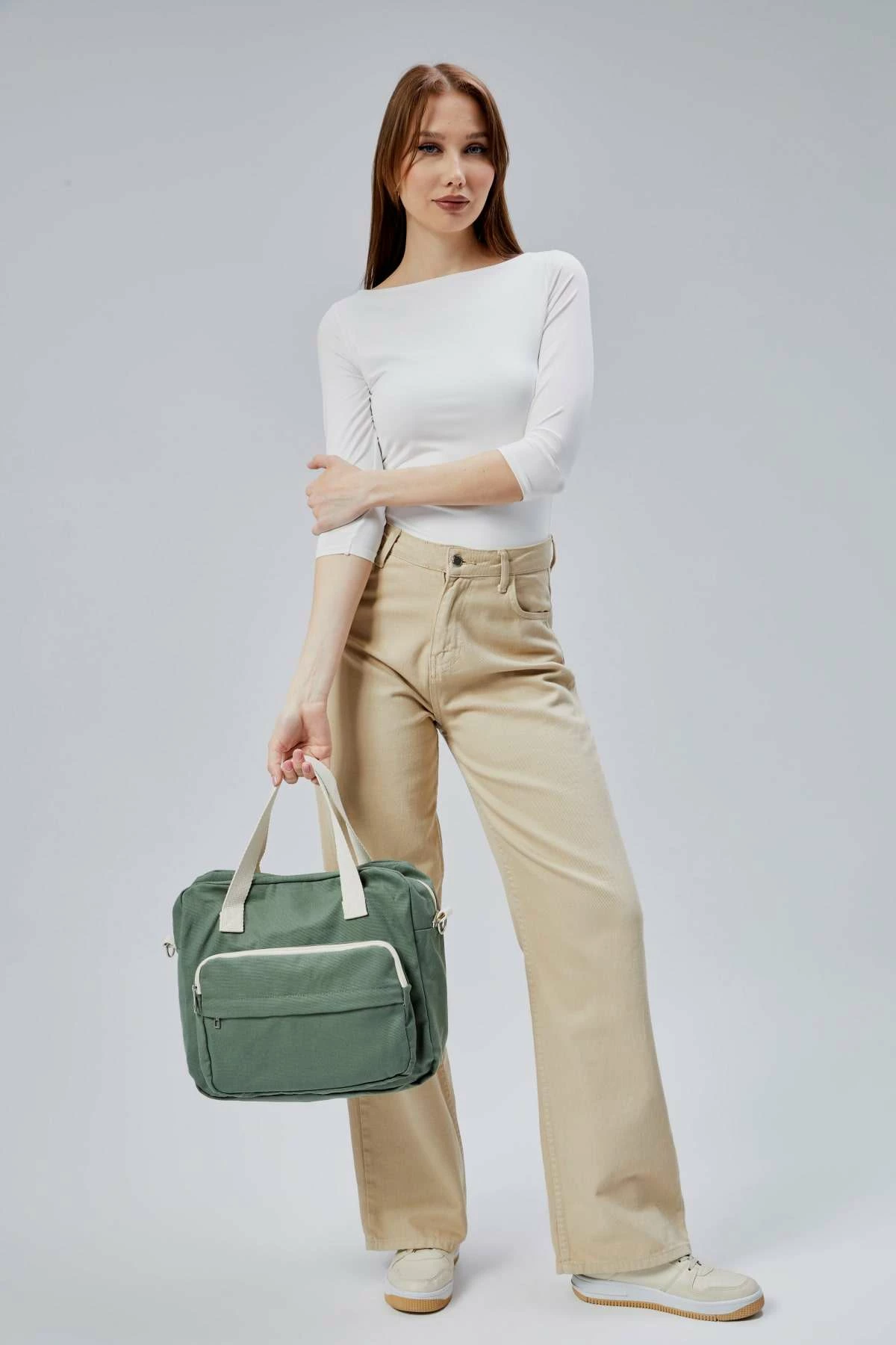 Çantë tote Zoozie Bags, e gjelbër, 33x30x10cm