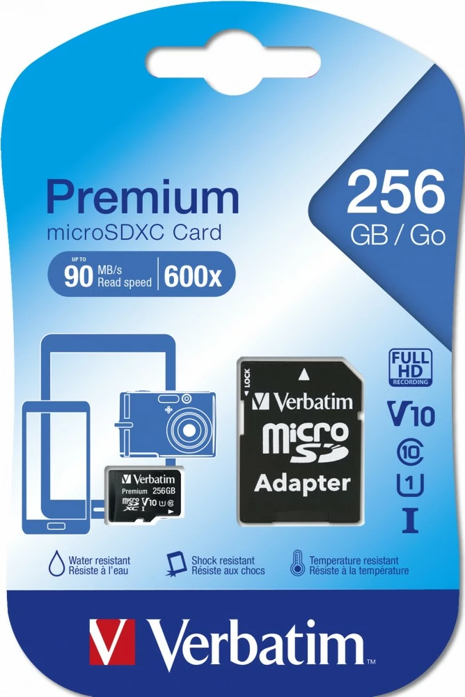 Kartelë MicroSDXC Verbatim Premium 256 GB, Class 10, UHS-I, e zezë