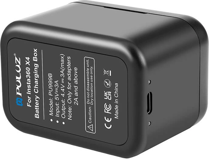 Kutí karikimi Puluz PU999B për Insta360 X4, për bateri e kartela memorie, e zezë