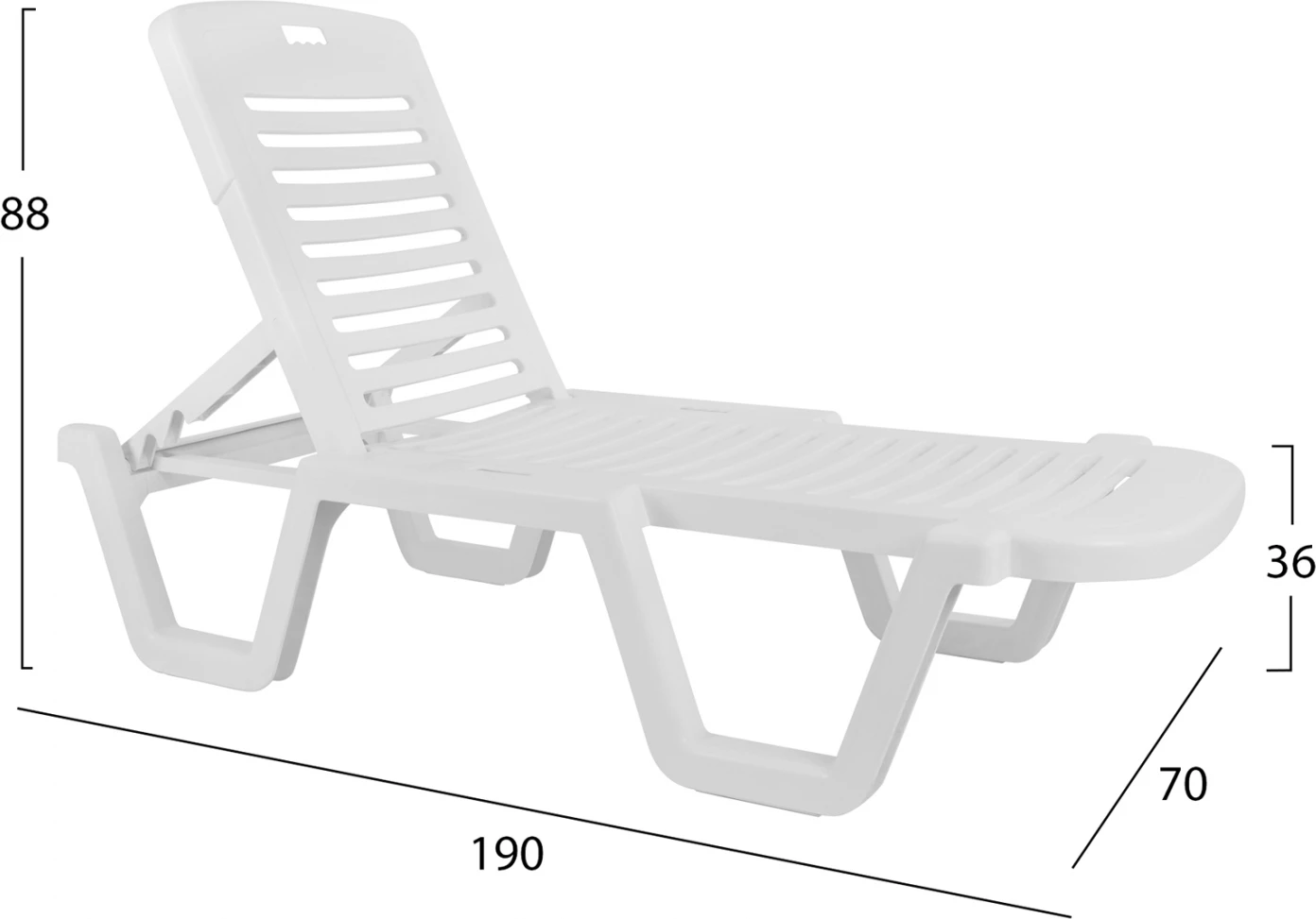 Shezlong plazhi plastik, relaks, 70x190x36cm