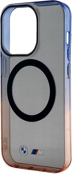 Mbështjellës BMW Gradient Bumper MagSafe për iPhone 14 Pro Max, gri/portokalli/kaltër