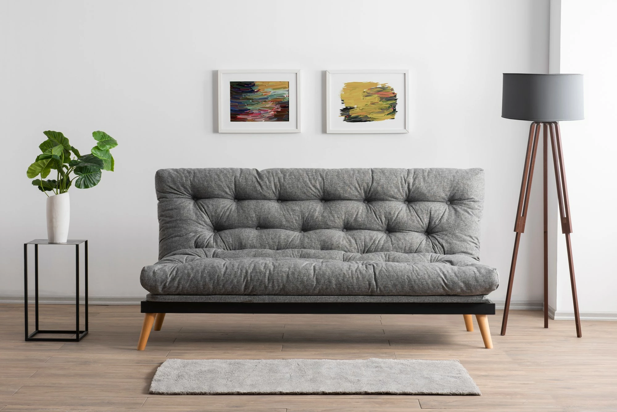 Divan-krevat treshe Atelier del Sofa, Saki, ngjyrë gri e çelët