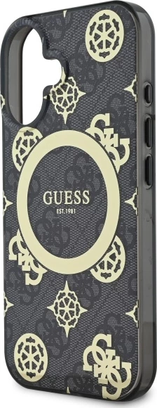 Mbështjellës Guess Peony On 4G MagSafe për iPhone 16, Zi