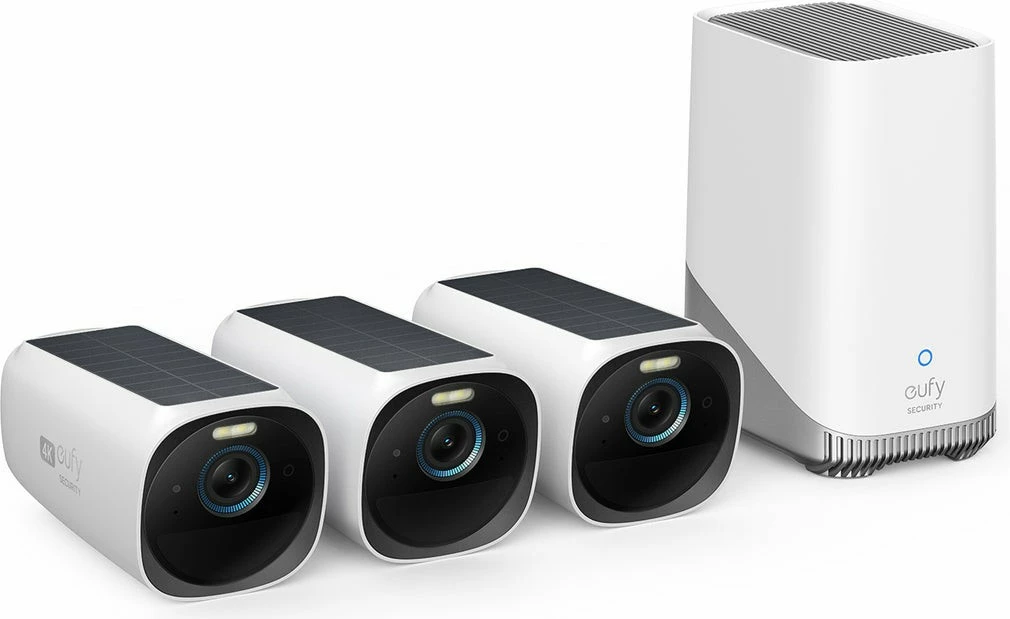 Set kamerash sigurie Anker eufyCam S330 (eufyCam 3), 3 kamera, videoserver, Wi-Fi, bardhë/zezë