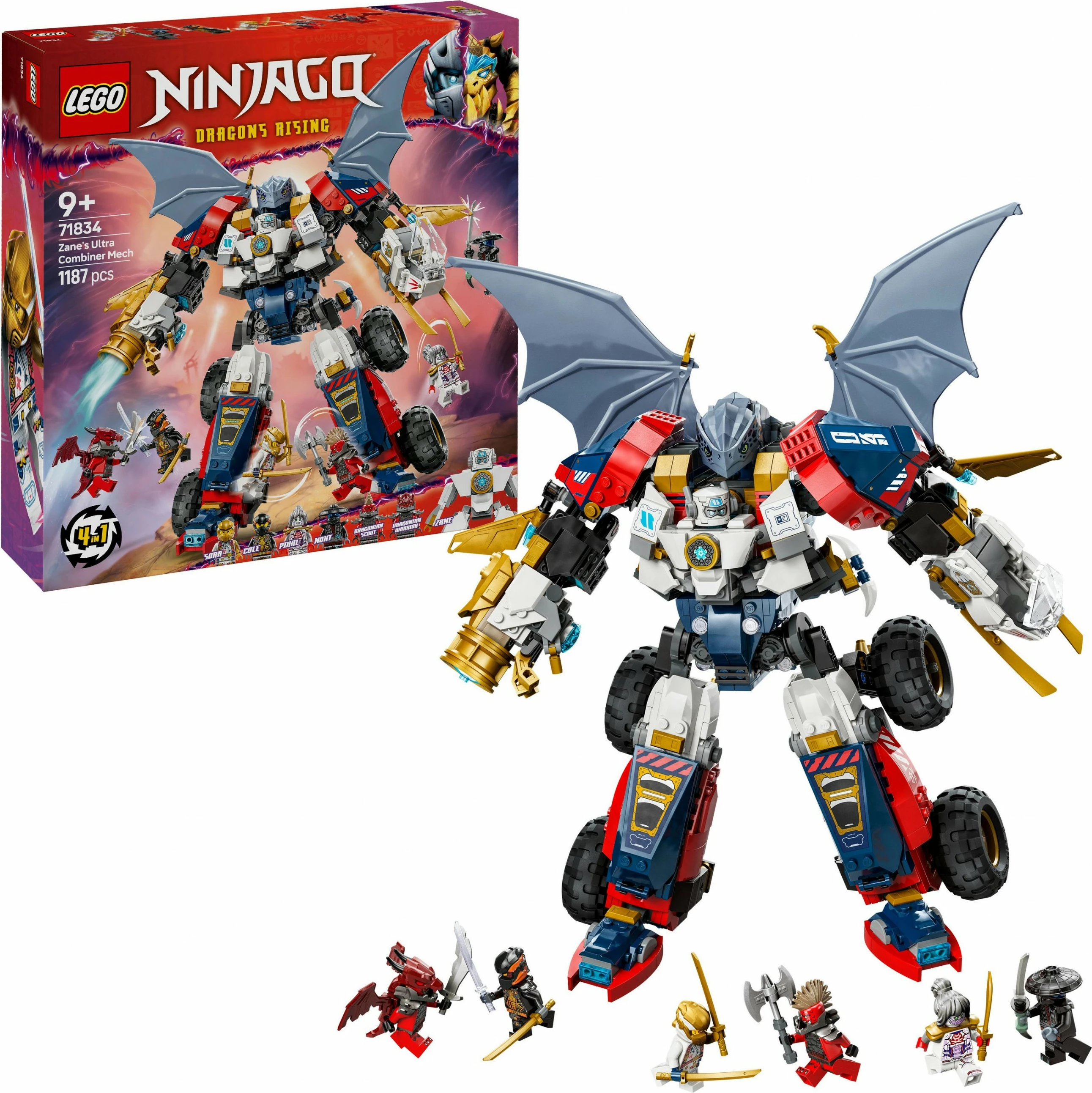 Set ndërtimi LEGO NINJAGO Zane’s Ultra Combiner Mech 71834, 1187 pjesë, shumëngjyrësh