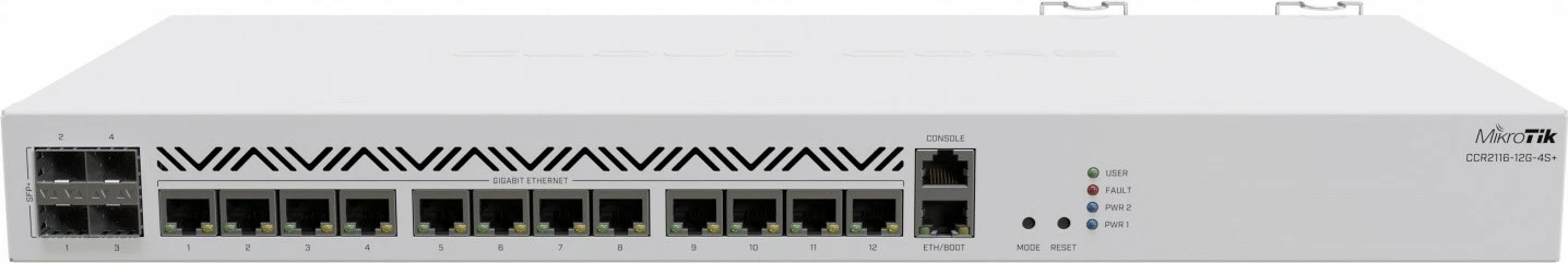Router MikroTik CCR2116-12G-4S+, 13xGbE, 4xSFP+, i bardhë