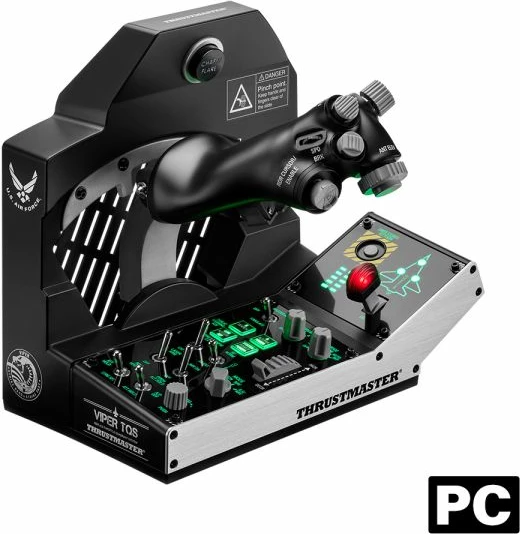 Sistem throttle për simulator fluturimi Thrustmaster Viper TQS Mission Pack për PC, replikë metal 1:1, 64 butona, Worldwide Version, zi/argjendtë
