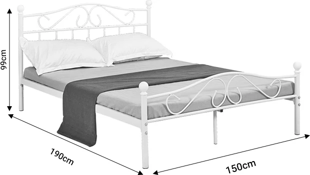 Krevat Yorick metalik i bardhë 150x200x99cm