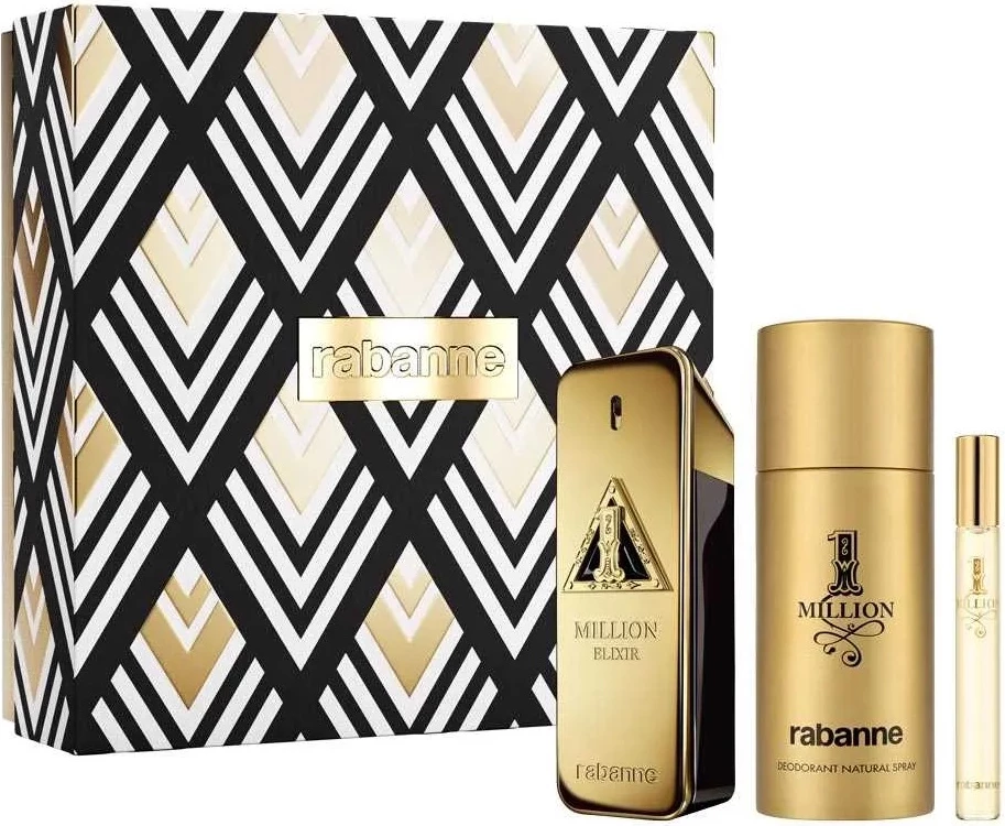 Set parfum dhe deodorant për meshkuj Paco Rabanne 1 Million Elixir, 100ml + 150ml + 10ml
