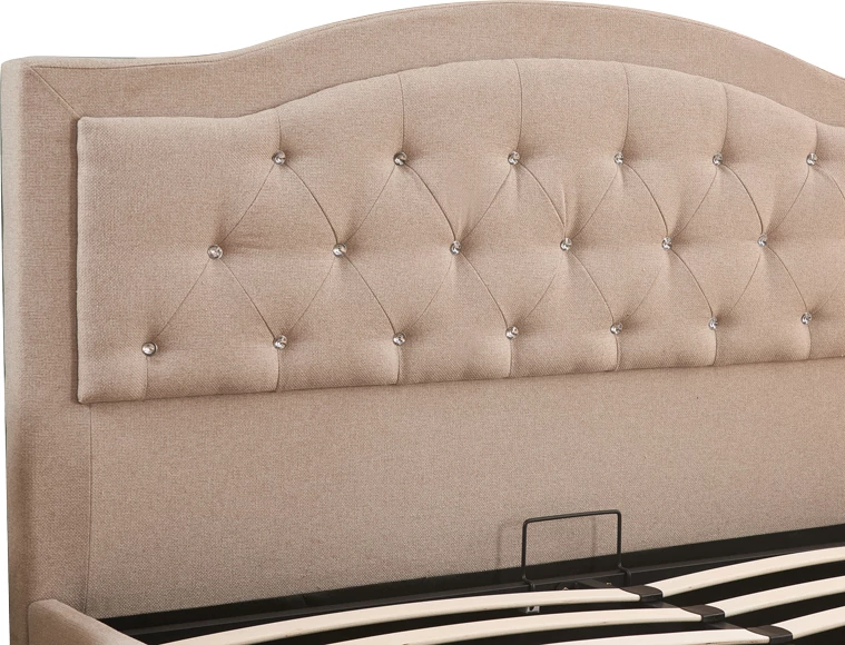 Krevat dopio me hapësirë magazinimi, pëlhurë bezhë, 160x200cm