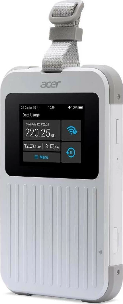Router portabil Acer Connect Enduro M6E 5G, Wi-Fi 6E, ekran me prekje, bateri 8000mAh, i bardhë