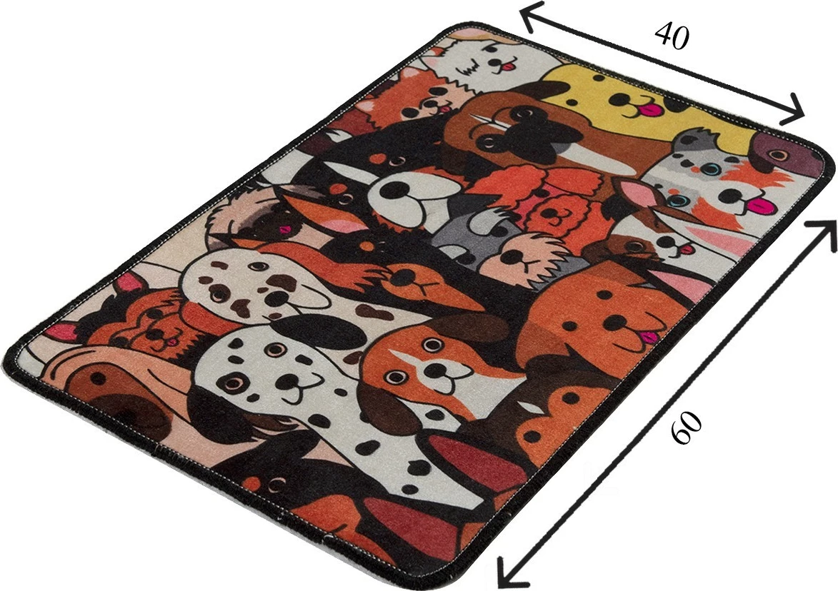 Tapet për banjo, dizajn me qen, shumëngjyrësh, 40x60cm