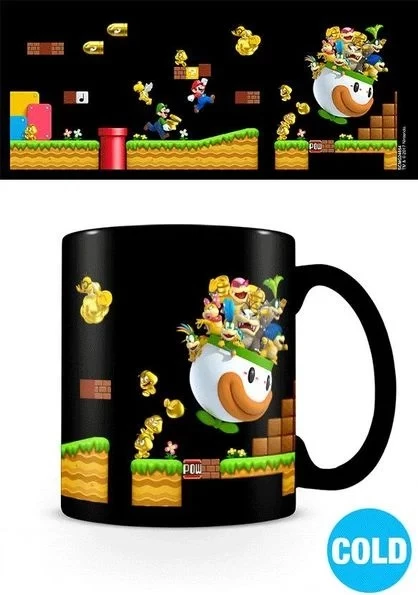 Mug Pyramid Super Mario Gold Coin Rush 325 ml termo-ndjeshme, e zezë