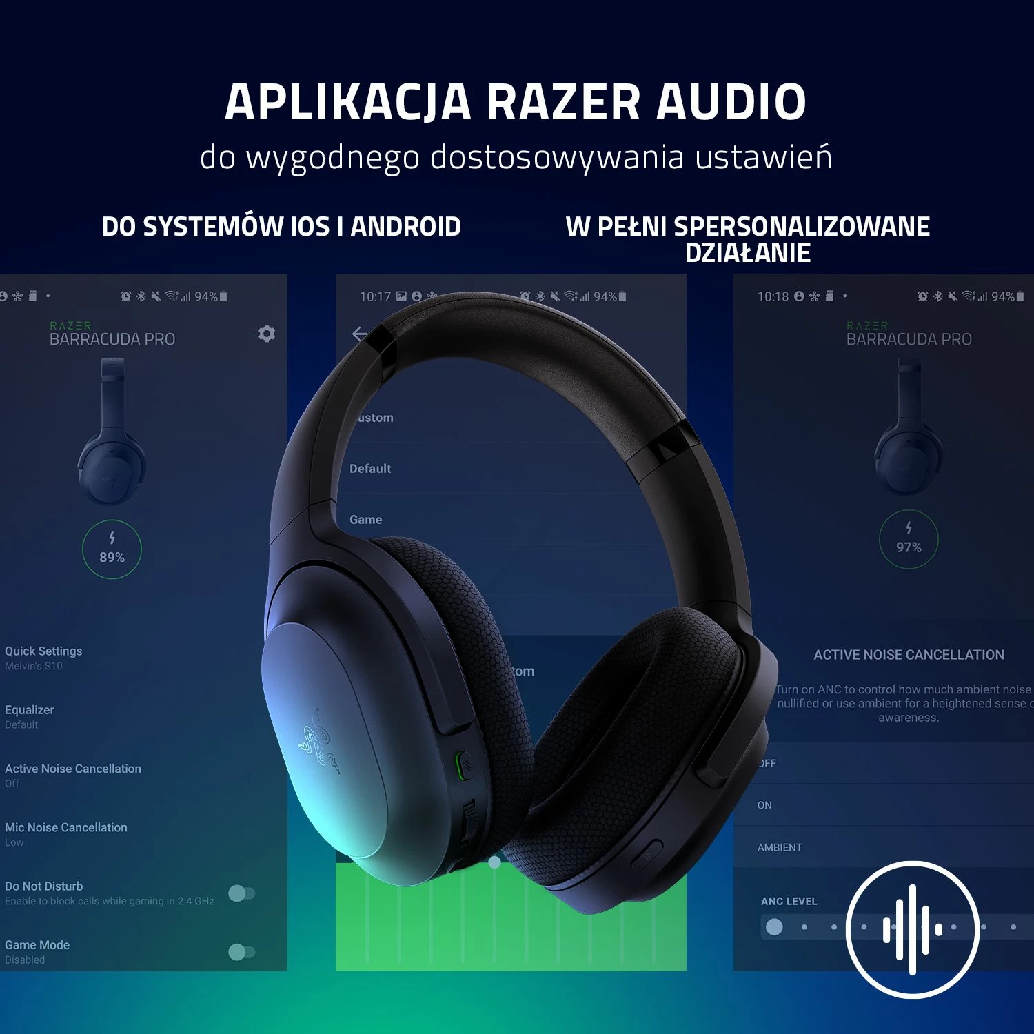 Kufje gaming Razer Barracuda RZ04-03790100-R3M1 wireless 2.4GHz/Bluetooth, USB-C, të zeza