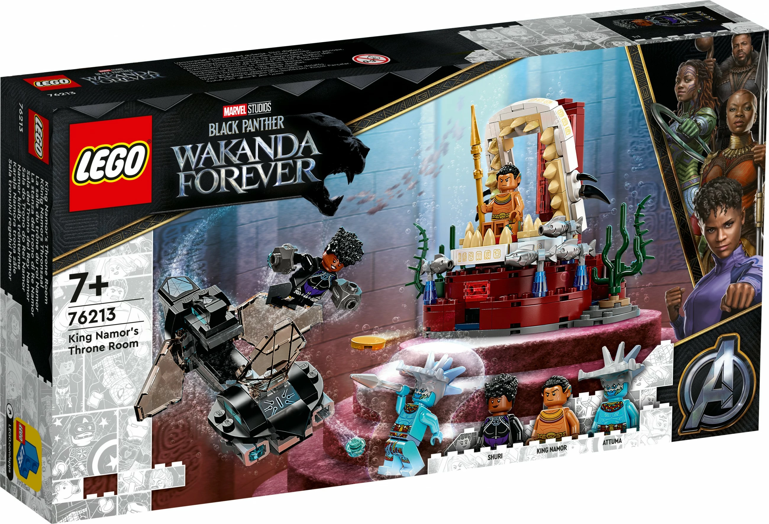 Set ndërtimi LEGO Marvel Avengers King Namor’s Throne Room, 355 pjesë, shumëngjyrësh