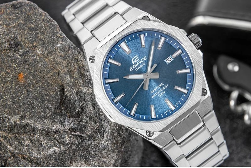 Orë dore për meshkuj Casio Edifice EFR-S108D-2AVUEF, argjendtë/kaltër, me kuti