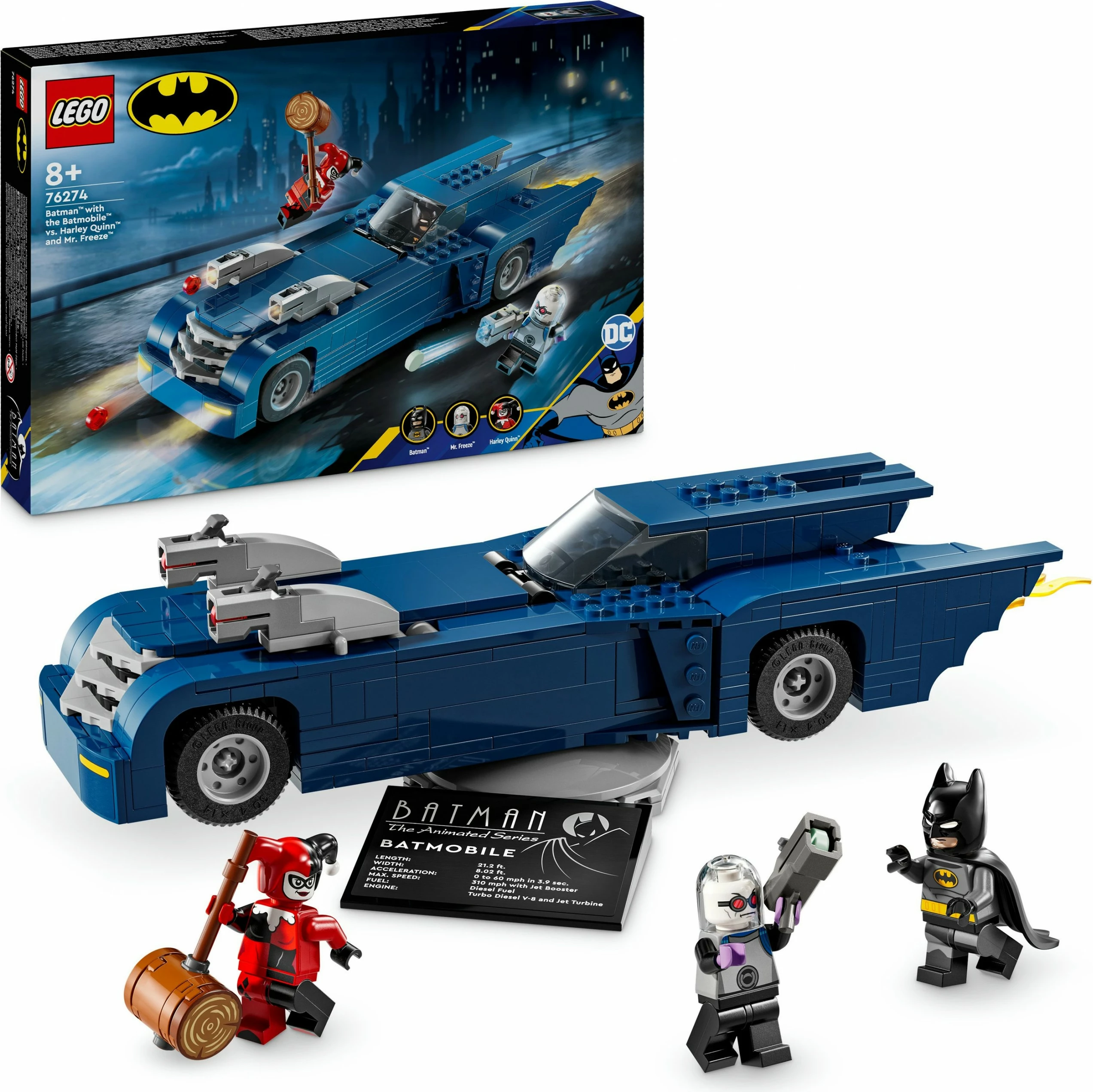 Set ndërtimi LEGO Batman me Batmobile, Harley Quinn dhe Mr. Freeze, 435 pjesë