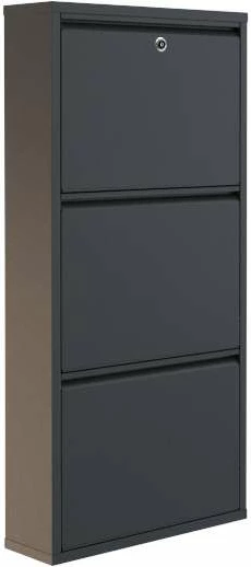 Dollap këpucësh metalik, 3 pjesë, ngjyrë antracit, Skye Decor