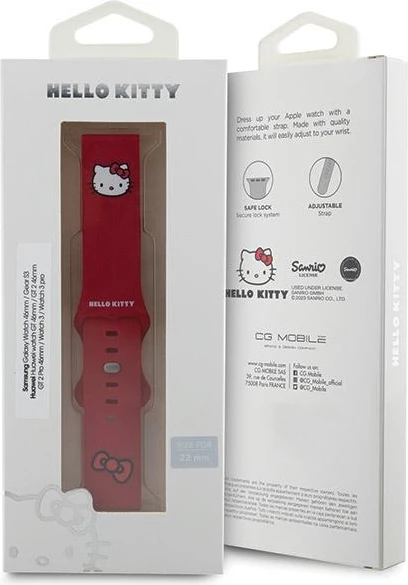 Rrip smartwatch Hello Kitty Silicone Kitty Head, 22mm, i kuq