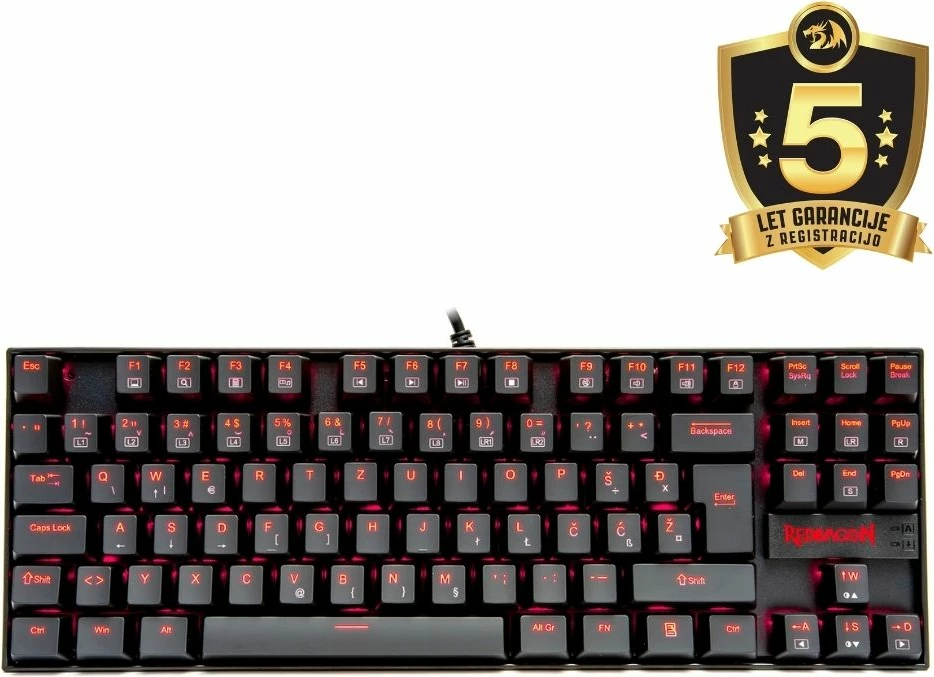 Tastierë mekanike Redragon Kumara 2 K552-2, 87 tasta TKL, Blue switch, LED e kuqe, wired, layout SLO/CRO, e zezë
