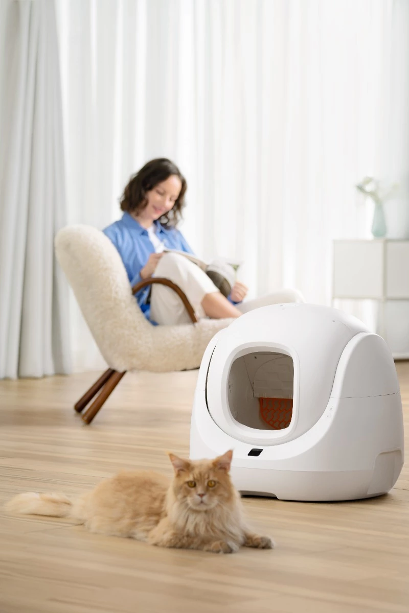 Kuti inteligjente vetëpastruese për rërë mace Catlink Baymax, WiFi, 7 L, e bardhë