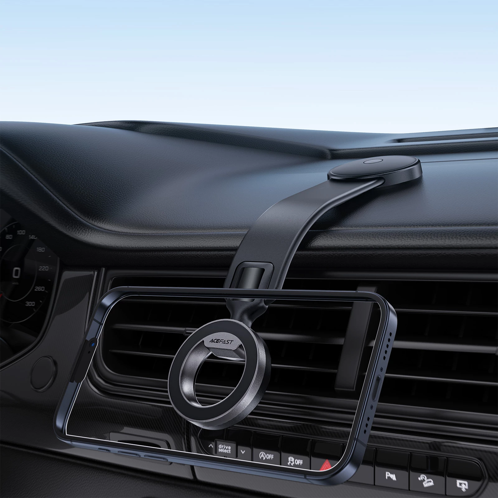 Mbajtëse magnetike për celular Acefast D36 për dashboard, e zezë