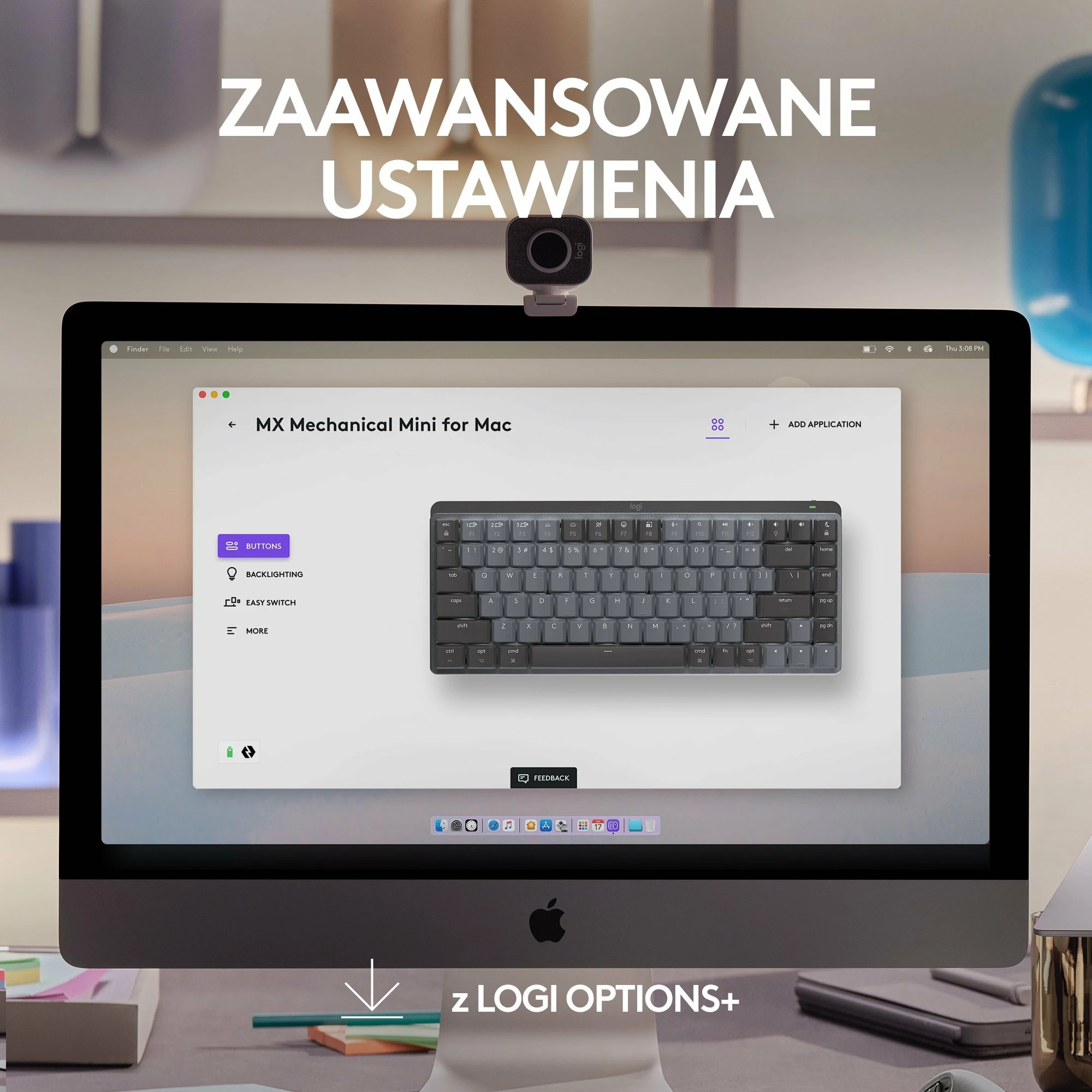 Tastierë mekanike Logitech MX Mechanical Mini for Mac 920-010837, wireless, US INTL layout, backlit, pa numpad, Graphite