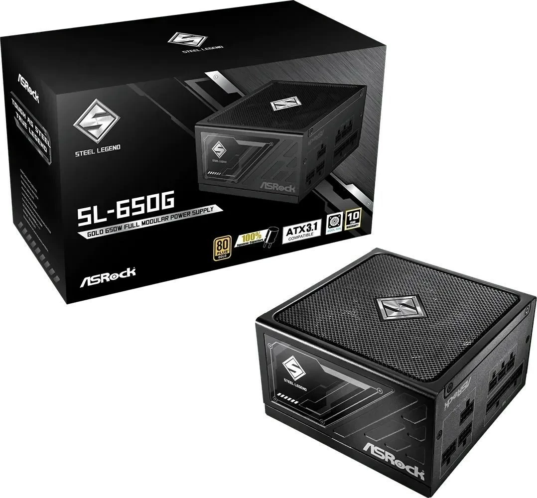 Kasë furnizimi ASRock STEEL LEGEND 650W, 80 PLUS Gold, e zezë