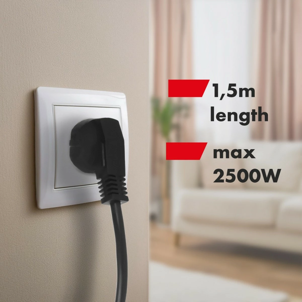 Listë zgjatjeje Maclean MCE508 B, 4 dalje, 1.5m, 2x USB (A/C), e zezë