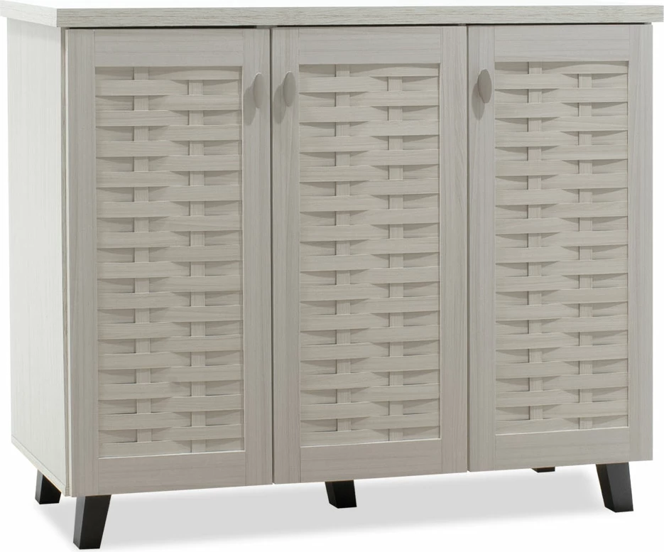 Dollap këpucësh MANTAM 16 palë bardhë-gri 115.5x40x92cm